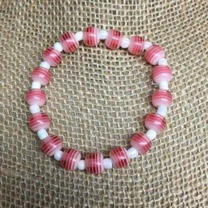 Ombre Striped Stretch Bracelet Pink White Transluscent Barbie Soft Girl Retro